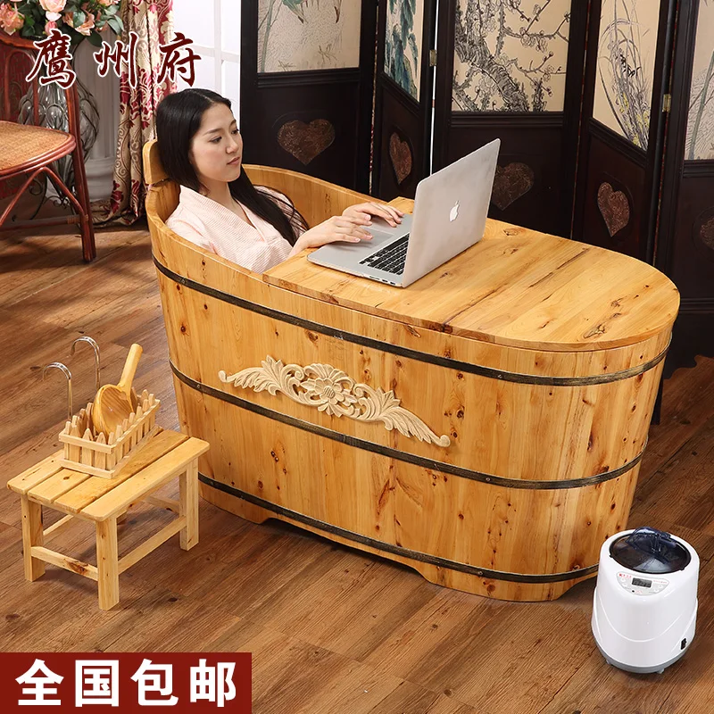 Cedar wood steam bath barrel bath bucket bath bucket adult wool bathtub