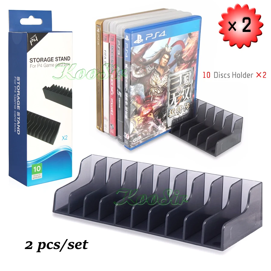 

PS4 Accessories 2 pcs PS 4 Slim Pro 10 in 1 Game CD Discs Storage Bracket Holder for Sony Playstation 4 Games Disk Stand