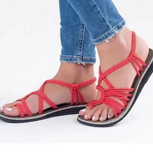 Женские пляжные сандалии; Sandalias; коллекция года; Летние веревочки; женские сандалии с цветами и кристаллами