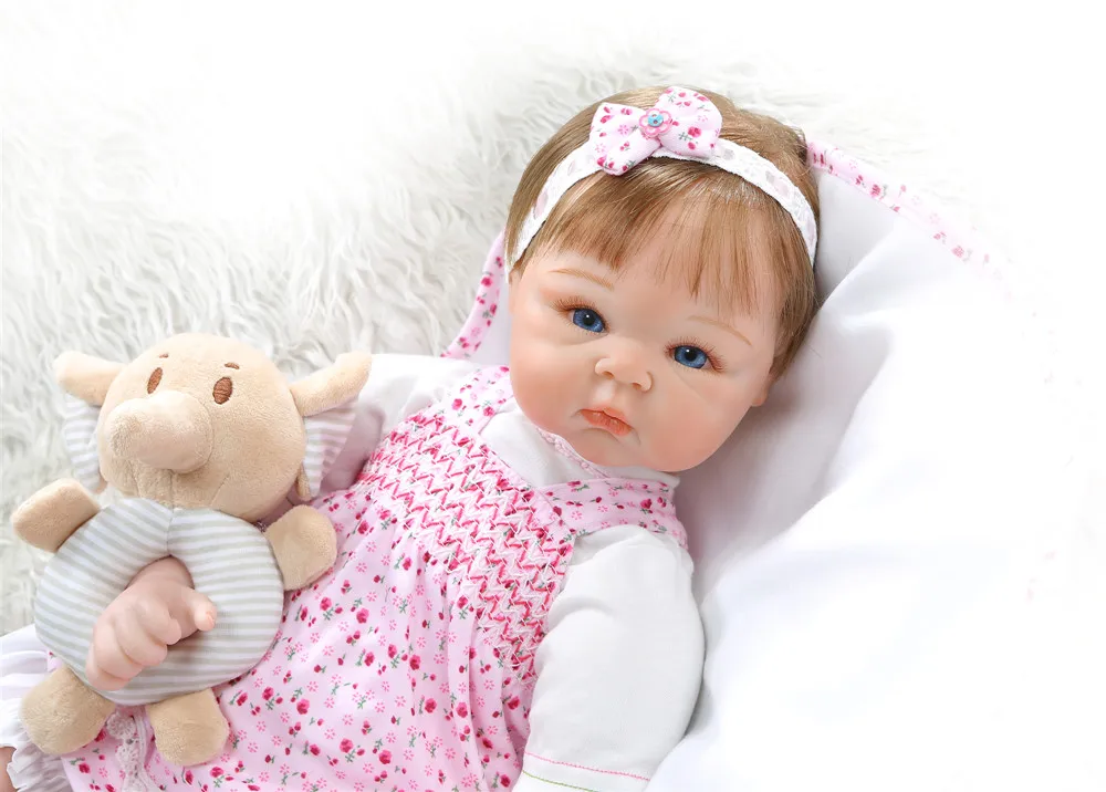 NPK55CM, От 0 до 3 месяцев, настоящая детская кукла, realitic reborn baby doll, Реалистичная мягкая силиконовая кукла для маленькой девочки, Утяжеленные волосы