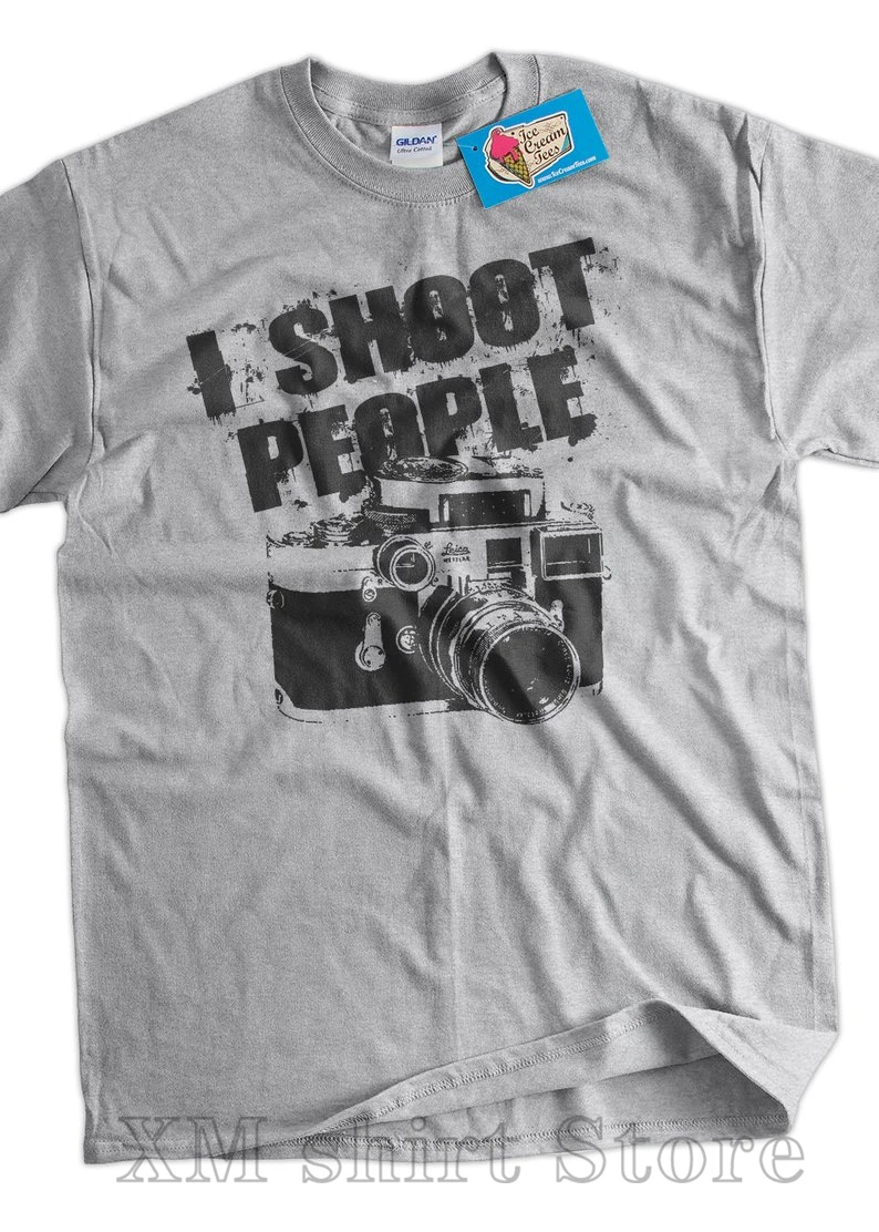 I Shoot People Retro Camera Screen Printed T-Shirt Tee Shirt T men Women Youth Funny Geek Photography Photo Film | Мужская одежда