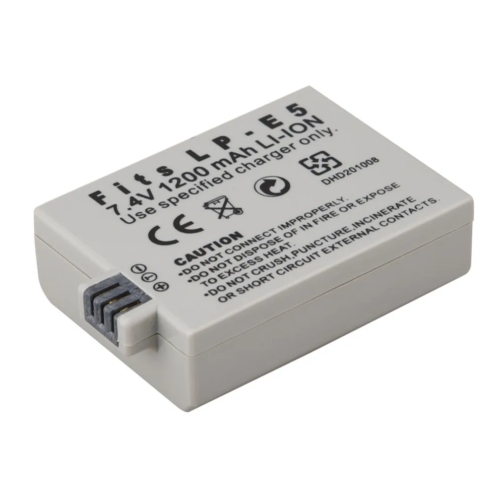 New 1pc 1200mAh 7.4V LP E5 LPE5 LP E5 Rechargeable Camera Battery For Canon EOS 450D 500D 1000D