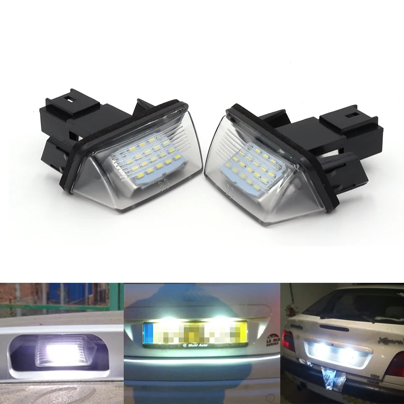 

Pair Car LED License Plate Lights Error Free for Citroen C2 BERLINGO SAXO XSARA Peugeot Partner 6000K White Lamp