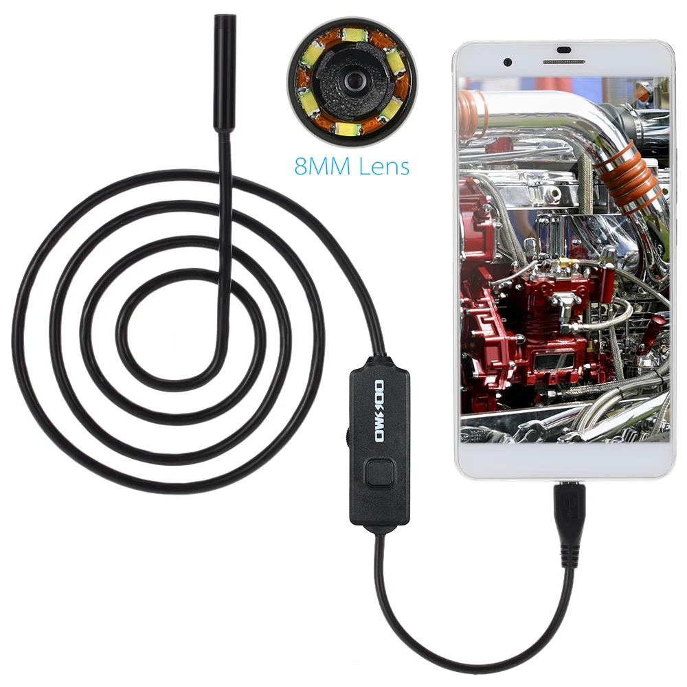 

OWSOO 2.0 MP 8MM 720P Endoscope Camera Waterproof Inspection Borescope USB Wire Snake Tube Camera for OTG Android Phones