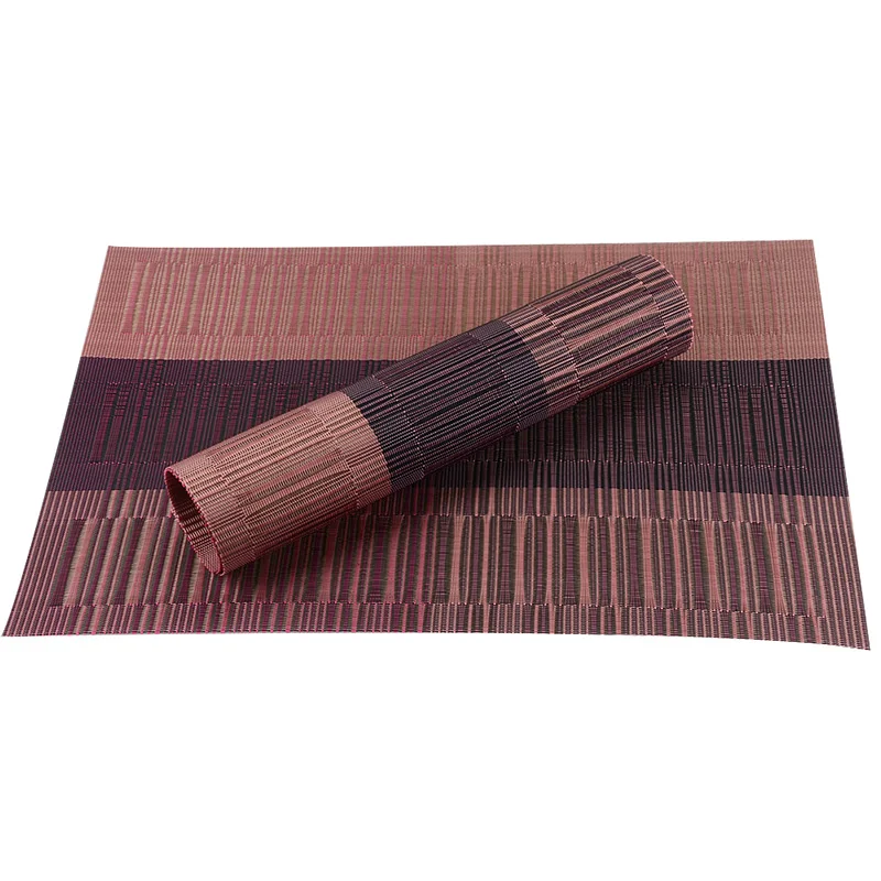 Set of 4 PVC Bamboo Plastic Placemats for Dining Table Runner Linens place mat in Kitchen Accessories Cup Wine mat