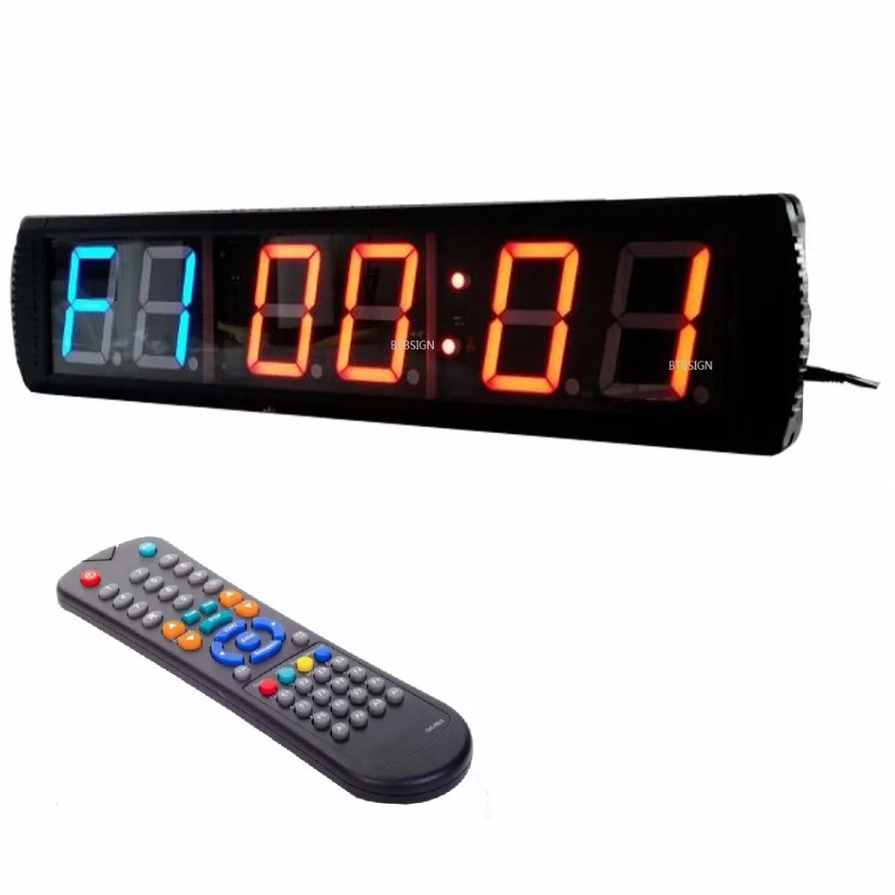 4'' 6Digit Large Wall Clock Multifunction Programmable CrossFit Timer For Garage EMOM Tabata Training | Дом и сад