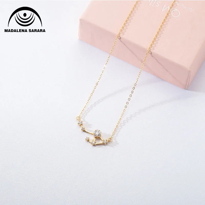 

MADALENA SARARA 925 Silver Inlay Zircon Big Dipper Sterling Silver Necklace Fashion Natural Style Small Fresh Lady