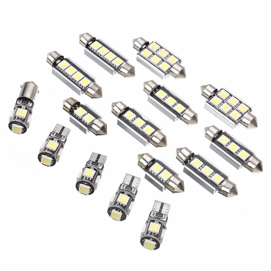 15Pcs/Set Super Bright White LED 12V Car Interior Dome Map Trunk Light Bulb Kit For Mercedes Benz C Class W 203 2000 - 2007
