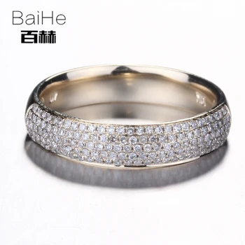 

BAIHE Solid 14K Yellow Gold 0.39CT H/SI Round Natural Diamonds Wedding Band Engagement Women Trendy Fine Jewelry Diamond Ring
