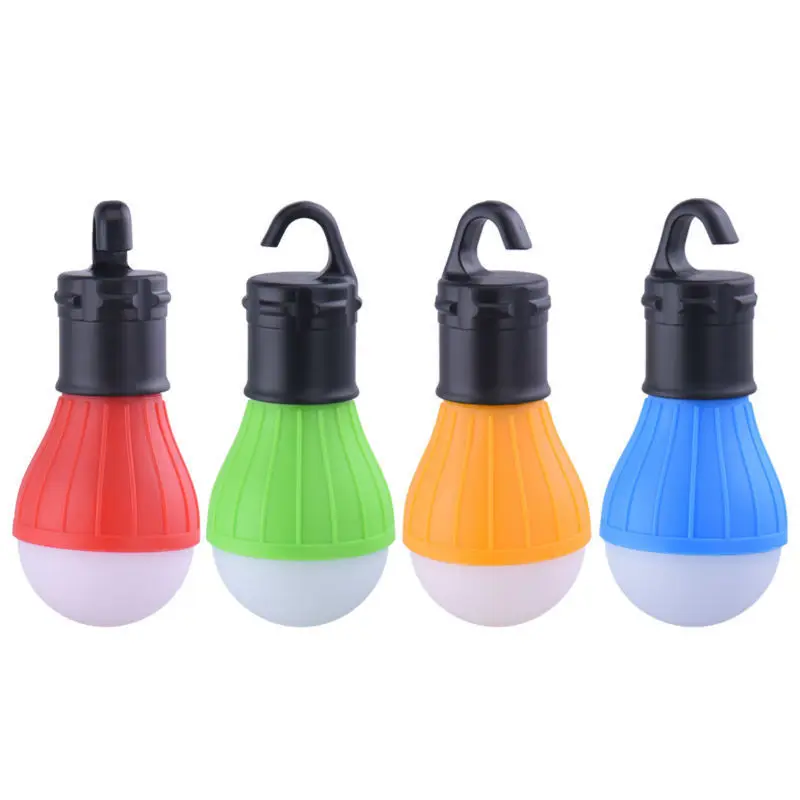 Mini PortableLight LED Bulb Emergency Lamp Waterproof Hanging Hook Flashlight For Camping 4 Colors Use 3*AAA  camping accessorie