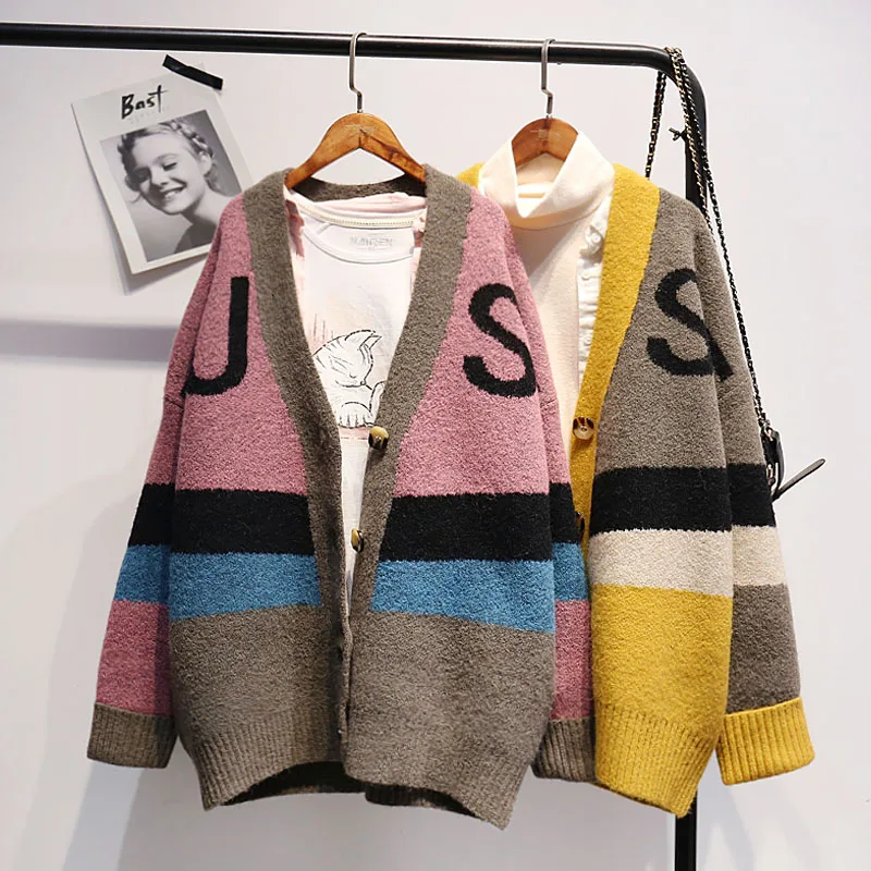 

H.SA Women Long Sweater and Cardigans Vneck Single Breasted Knit Jacket and Sweater Ponchoes Korean Oversized Sweater Coat 2019