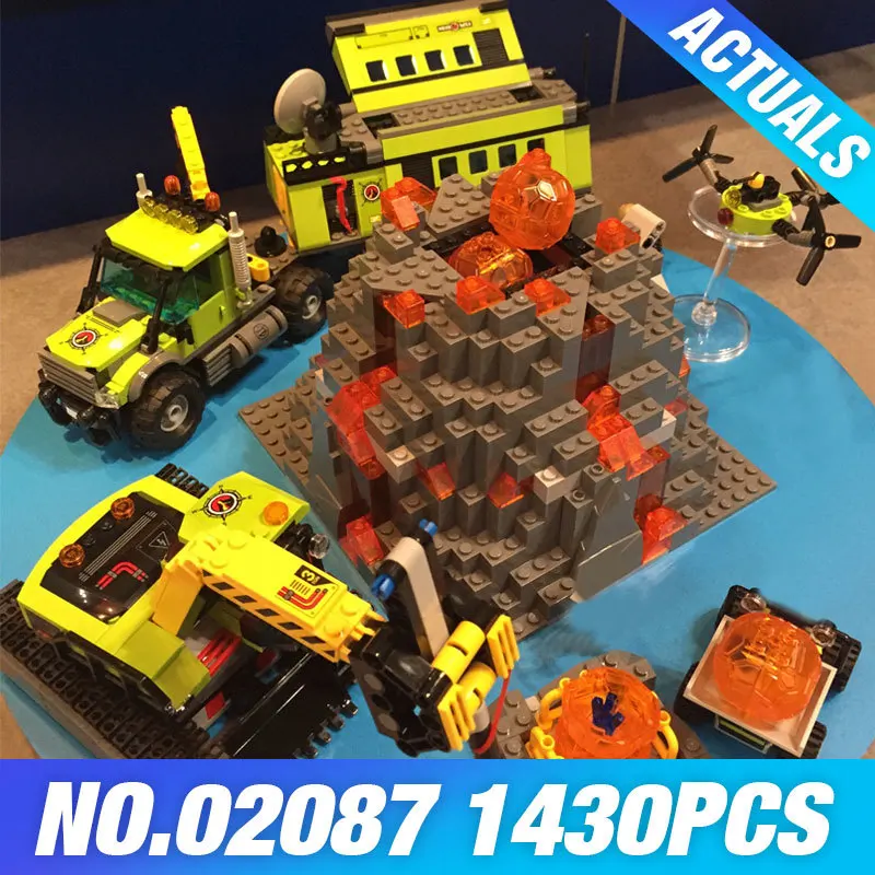 

Lepin 02087 New 1430Pcs City Series The Volcano Heavy-Lift Helicopter Set Building Blocks Bricks model Toys For Children 60125