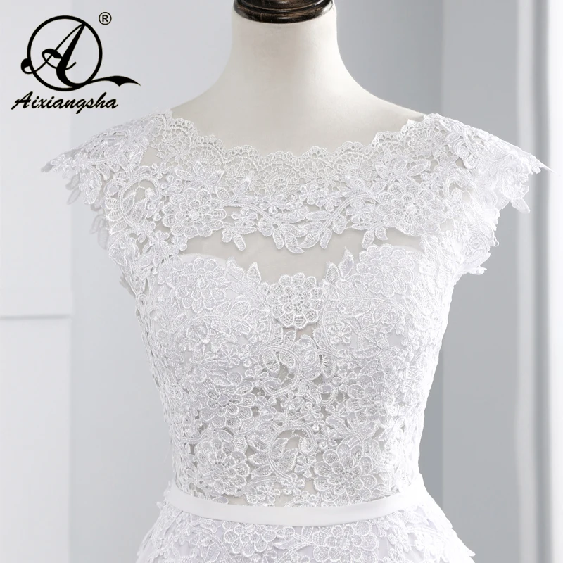 Tanie 2018 Hot sprzedaży Custom Made linia suknie ślubne Vestido de Noiva Casamento szyfonowa koronkowa przepuszczalność sukienka bez pleców De Mariage