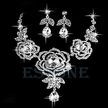 Набор украшений для невесты, свадьбы, вечеринки, роза, кристалл, стразы, капля, ожерелье, серьги