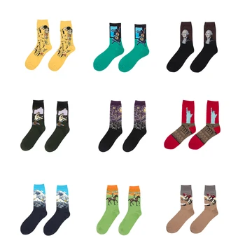 

Famous Art Oil Painting Socks Men Women Unisex Retro Van Gogh Mona Lisa Long Sock Autumn Cotton Socks Couple Socks Medias W1276