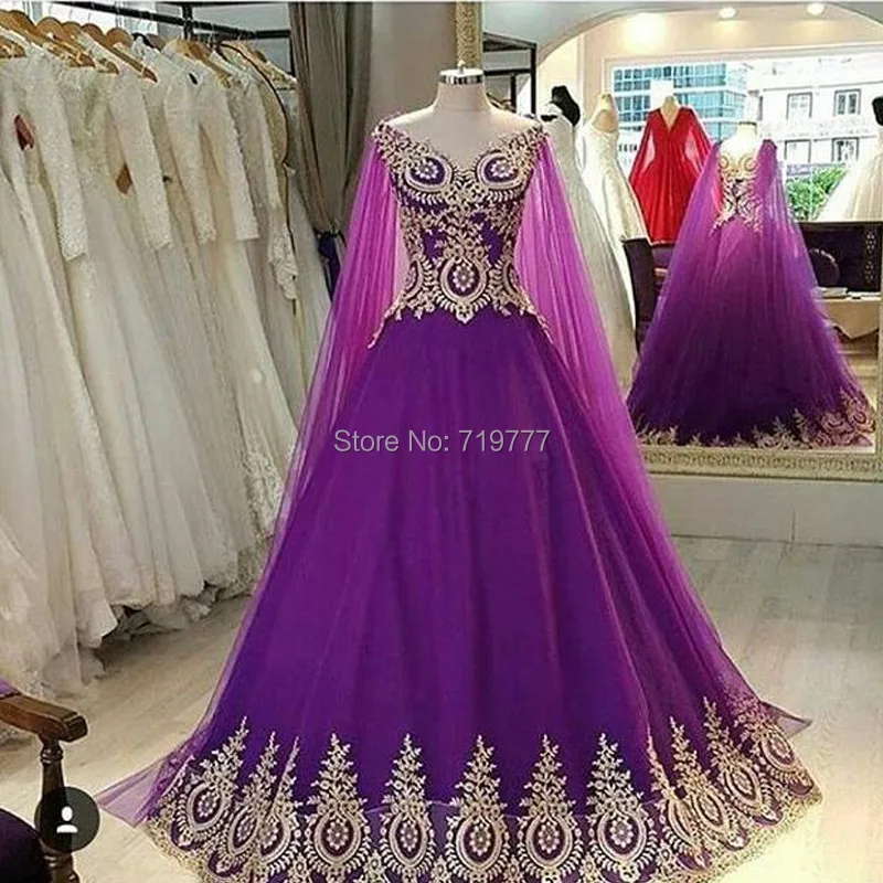 Great-Design-Purple-Evening-Dresses-Vintage-A-Line-V-Neck-Lace-up-Back-Gold-Applique-Tulle