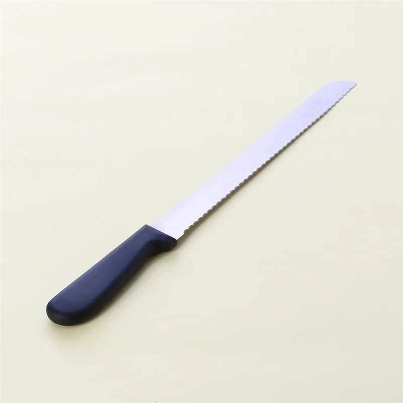 Нож для пиццы с длинной ручкой из нержавеющей стали скребок/нож для торта/масла плоский/прямой нож/для выпечки и кондитерских изделий бытовой - Цвет: black