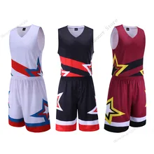 Adsmoney 3 цвета мужской изысканный звездный узор Джерси Набор все звезды США Баскетбольная тренировочная Джерси костюм дышащий спортивный набор