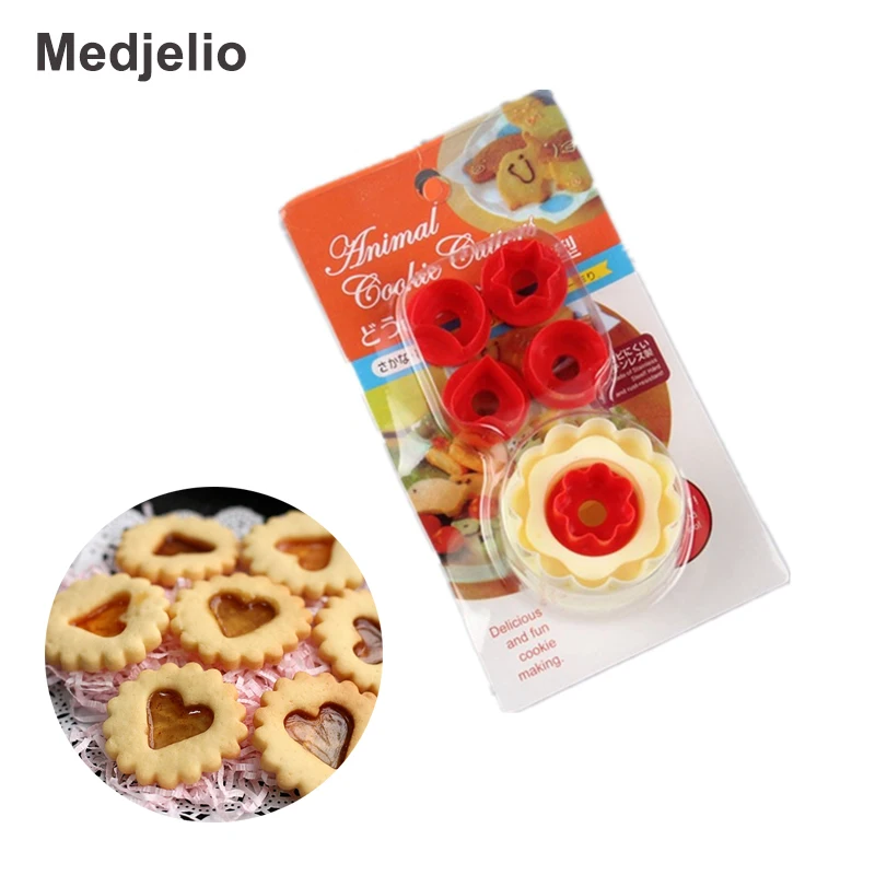 

Medjelio 5pcs/sets Cookie Cutter Cake Decorating Mold Flower Fruit Vegetable Cutting Embossing Press Pastry Kitchen Tools