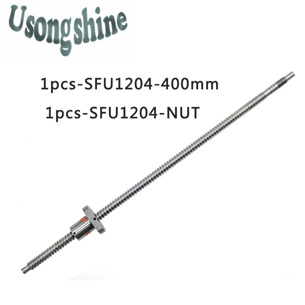 SFU1204 12mm 1204 Ball Screw Rolled C7 ballscrew SFU1204 400mm with one 1204 flange single ball nut for CNC parts end machined