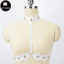 Женское свадебное платье с кружевными цветами на бретельках, женский топ на бретельках, ожерелье с открытой грудной клеткой, бюстгальтер в стиле Харадзюку