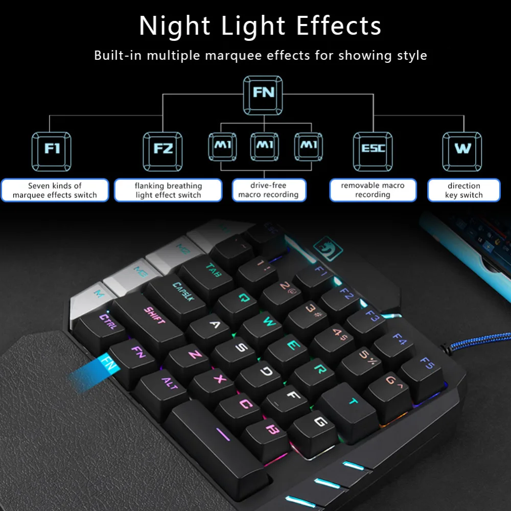  Cool Gaming Keyboard One-Handed Mechanical Keyboard for PUGB Mobile Game Left-Hand Keyboard PC Lapt