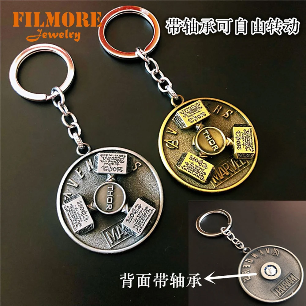 

Marvel Avengers Thor's Hammer Mjolnir Keychain Creative Thor Toy Alloy Rotatable Keyring Car Key Fob Men Jewelry Fan Accessories