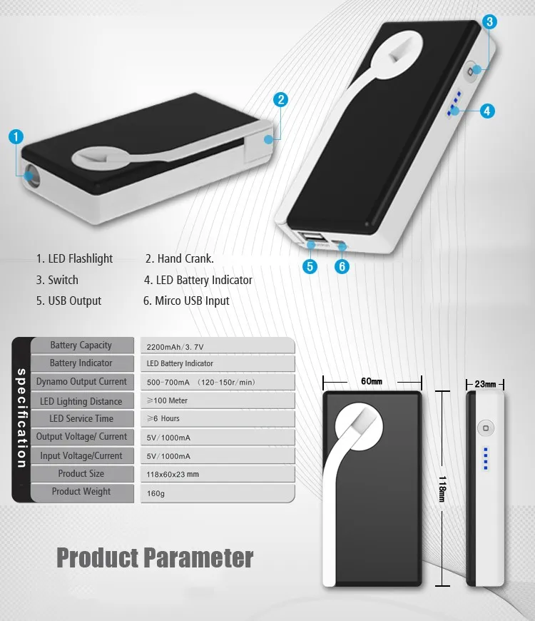 HAND CRANK CHARGER WITH FLASHLIGHT 7
