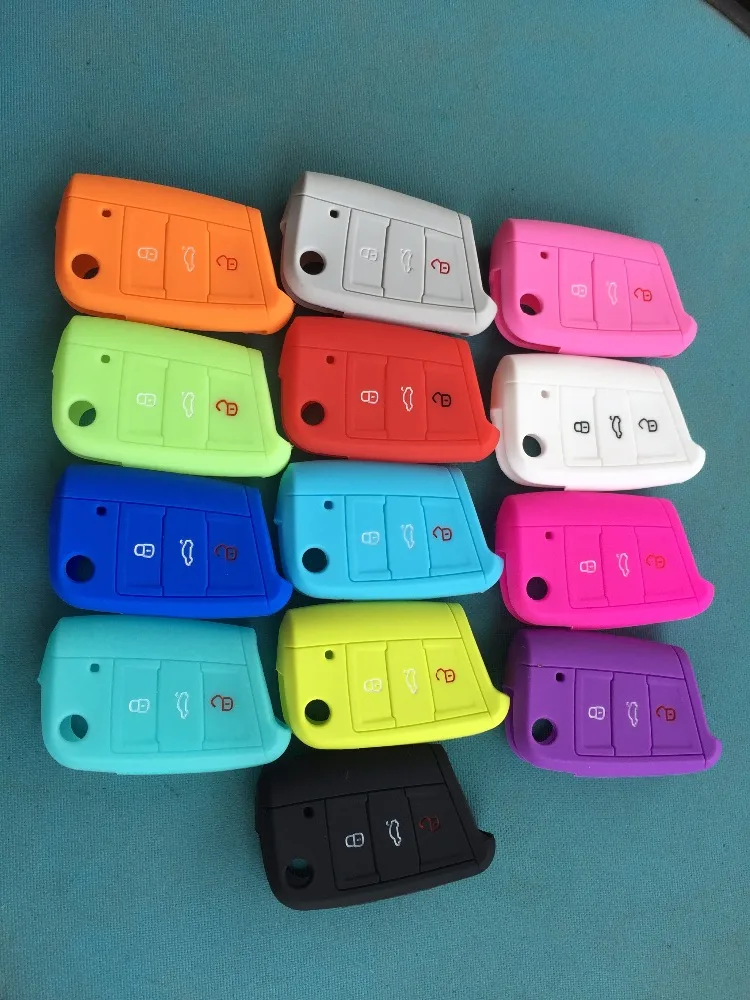 

Pusakieyy 1pc silicone case For VW Golf 7 MK7 Golf7 Octavia A7 Key Shell GTI 2013 2014 New Silicone Key Cover Protective Bag