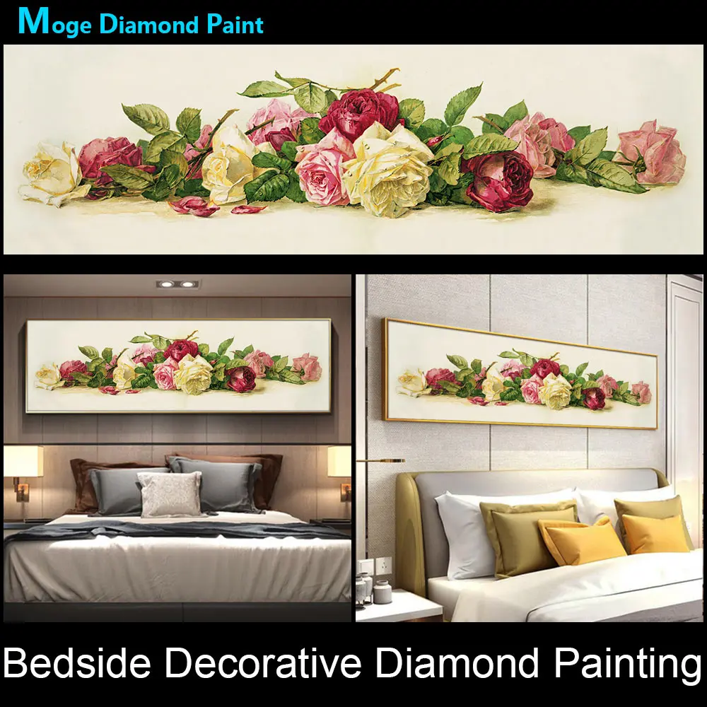 

floral Bedside decorative Diamond Painting Full Round Rose Peony New DIY Sticking Drill Cross Embroidery 5D Home Decoration