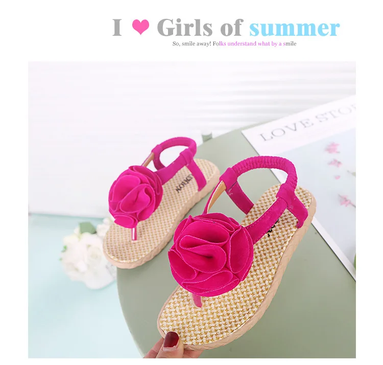 JGSHOWKITO Girls Sandals Kids Gladiator Floral Sandals Soft Childrens Flip-flip Sandals 4-10 Yrs Girl With Flowers Princess Hot