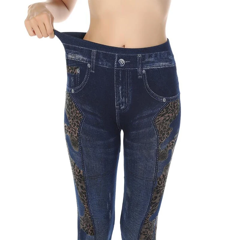 Gtpdpllt размера плюс женские леггинсы для фитнеса feminina эластичные джеггинсы джинсы трусики сексуальный макет карман Леопардовый принт штаны для тренировок