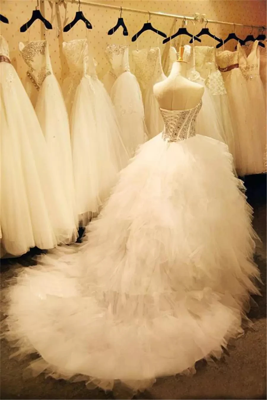 corset tiered gown