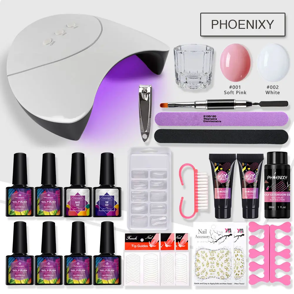 

Nail Set Poly Gel 36W UV LED Lamp For 8ml Nail Gel Polish Kit Tools For Manicure All For Manicure Nail Extension Gel Nail Kit