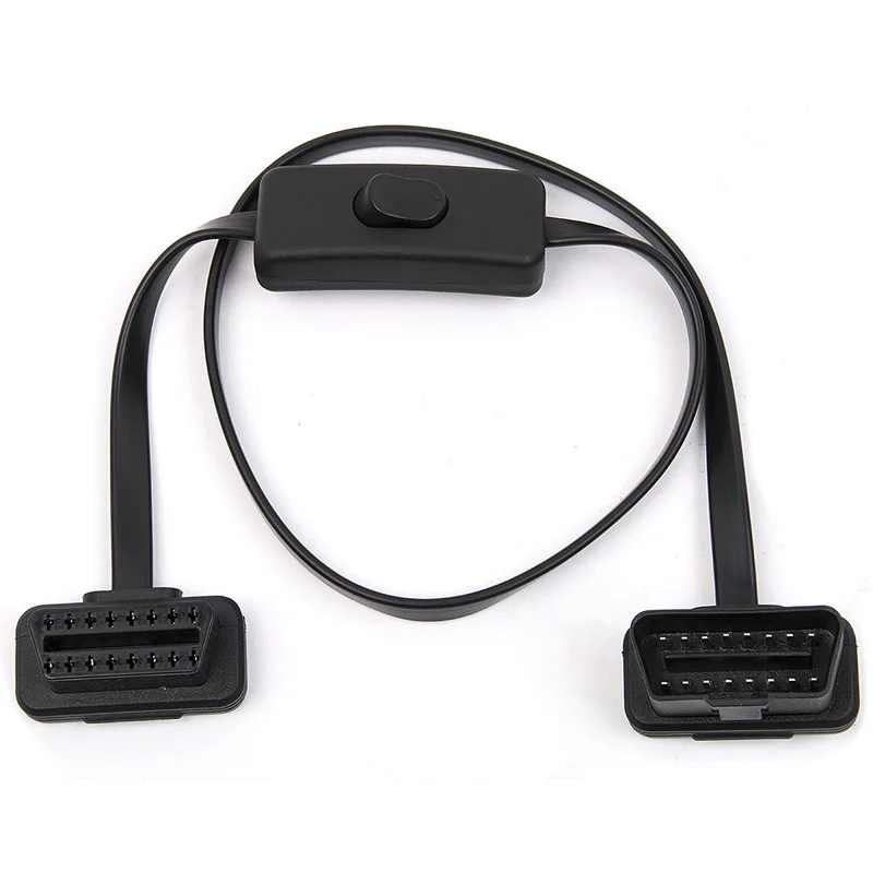30 см/45 см/50 см/60 см/1 м/1 5 м плоский тонкий как лапша OBD2 OBDII 16 Pin ELM327 кабель