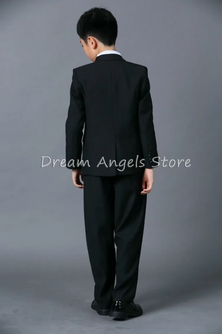 Костюмы для мальчиков года(пиджак+жилет+штаны+галстук-бабочка+рубашка) приталенный смокинг нарядная одежда брендовый модный пиджак черного цвета для торжественных случаев