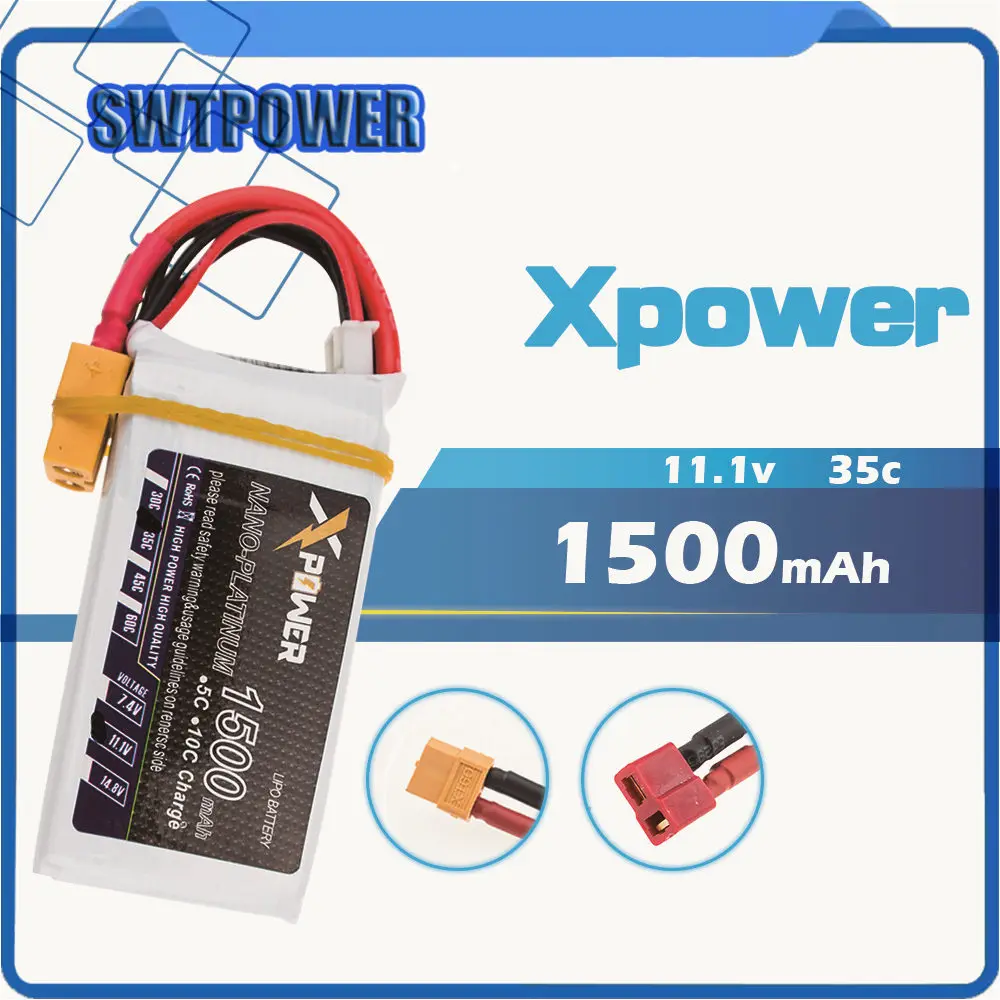 

Lipo Battery Xpower 11.1 V 1500 mAh 3S 40C Li-po Batteria XT60 Plug Balance charger Rechargeable Battery