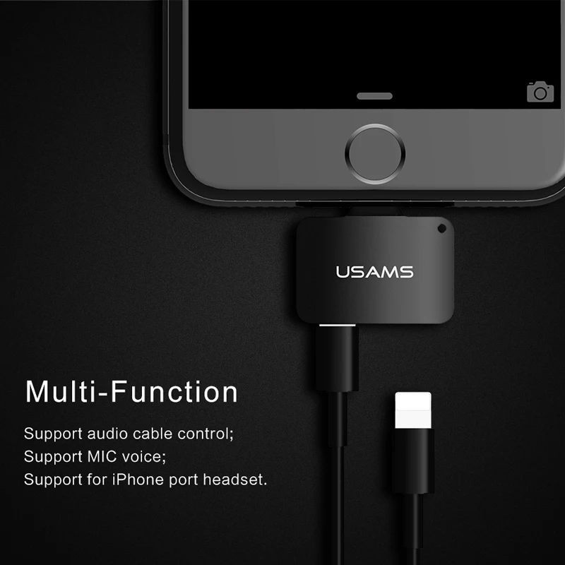 USAMS для Lightning/Lightning аудио адаптер iPhone 8/7 наушников OTG адаптер|Переходники и