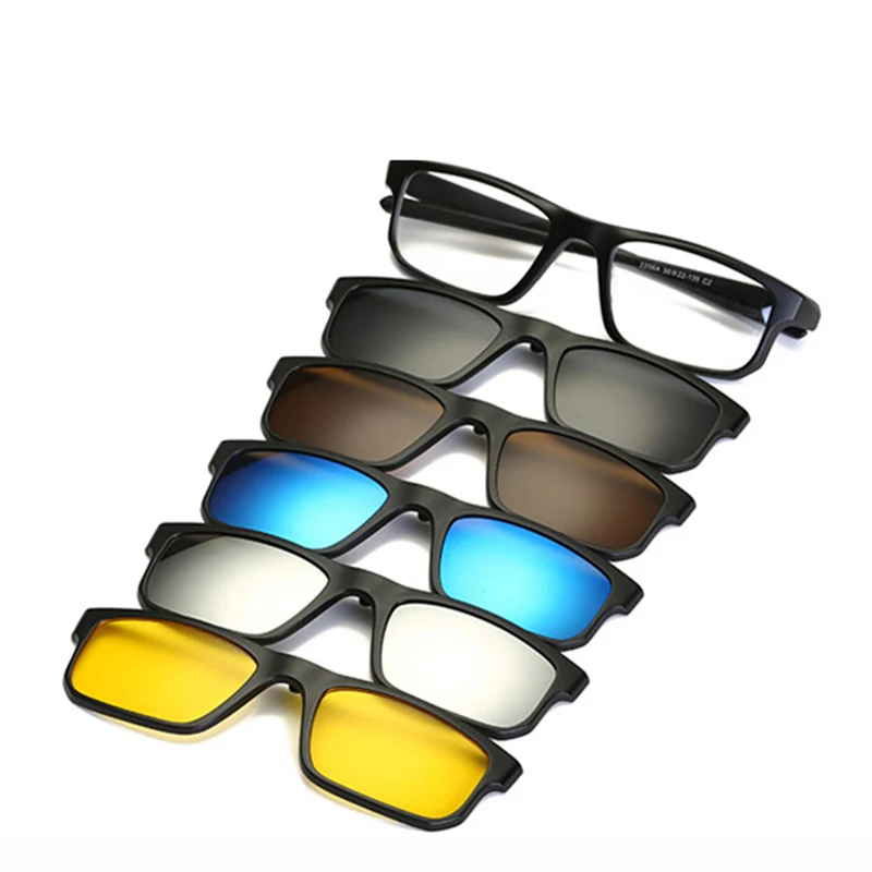 Модные оптические оправы для очков для мужчин и женщин Близорукость с 5 клипсами солнцезащитные очки поляризованные Магнитные очки для мужские очки
