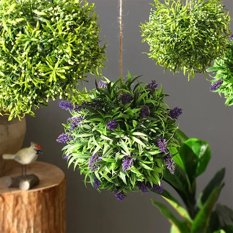 30cm Artificial Lavender Ball Lavender Frosted Indoor Outdoor Plant