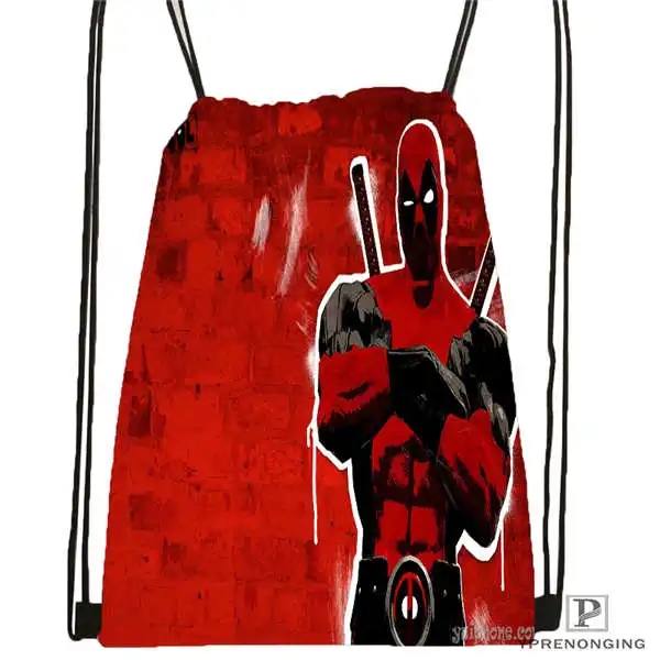 Drawstring Backpack Custom Marvell_ deadpool_movie-походная сумка на шнурке, милый рюкзак для детей(черная спинка) 31x40 см#2018612-02-11 - Цвет: Drawstring Backpack