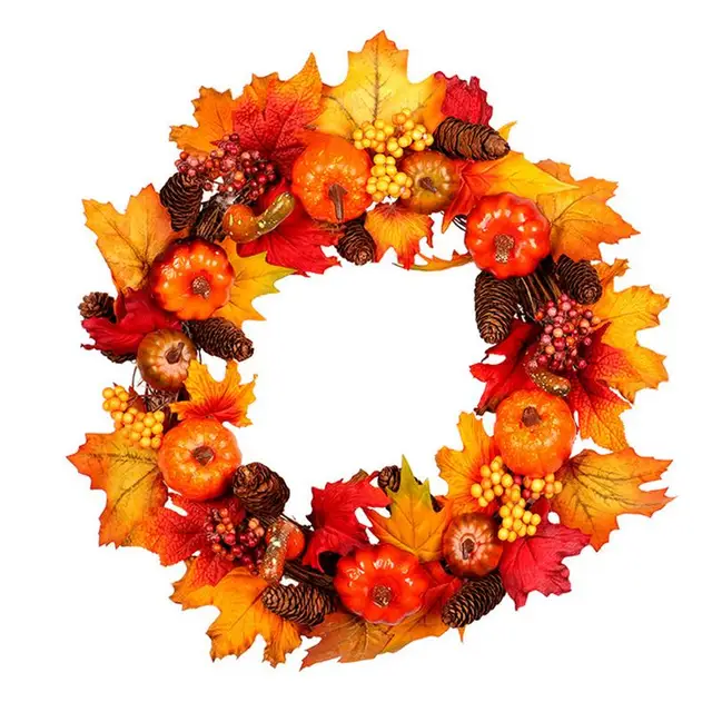 Wreath Maple Artificial Pumpkin Autumn Door Wreath Maple Artificial Pumpkin Autumn Door Front Home Decor Easter Decoration