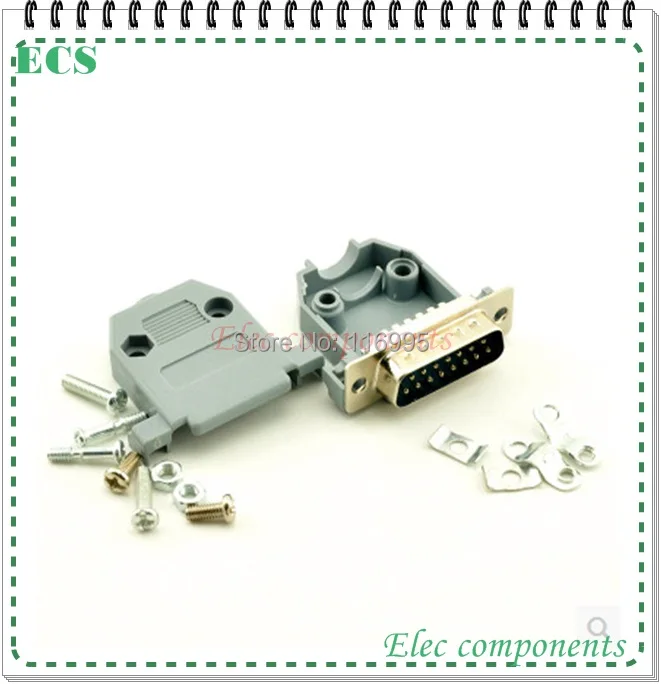 

Free shipping 5 sets D-SUB / serial port header / DB15 / Male / Female / 15 core needle / Solder Type with shell