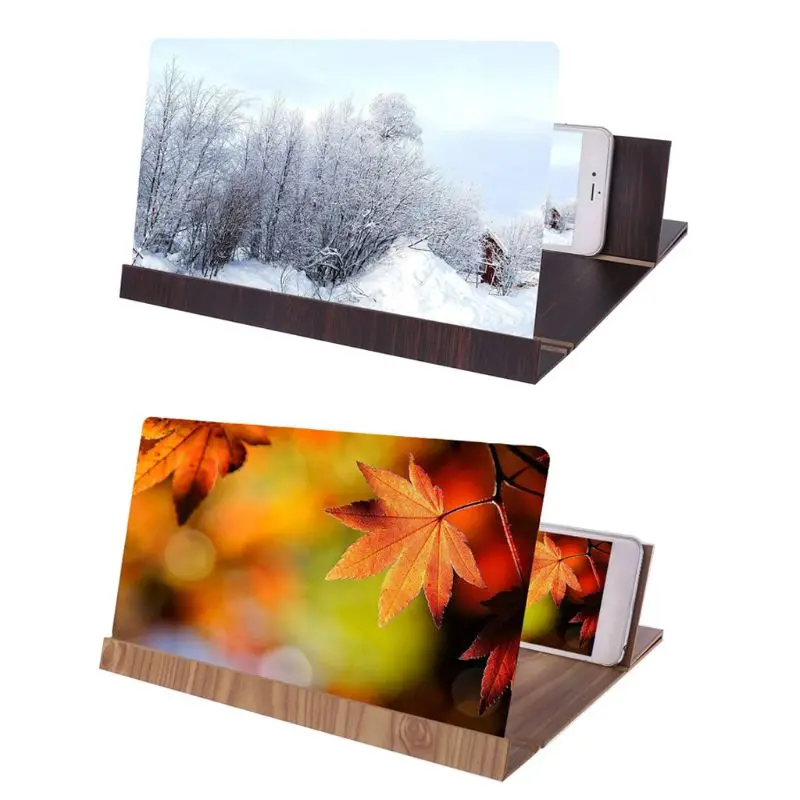 

3D Amplifying 12 Inch Desktop Wood Bracket Mobile Phone Video Screen Magnifier Amplifier Holder Mount For Any Smartphone iPhone