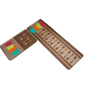

2pcs/set Polyester Long Anti-slip Kitchen Mat Absorbent Entrance Doormat Bedroom Bedside Carpet Bath Carpet Hallway Area Rug