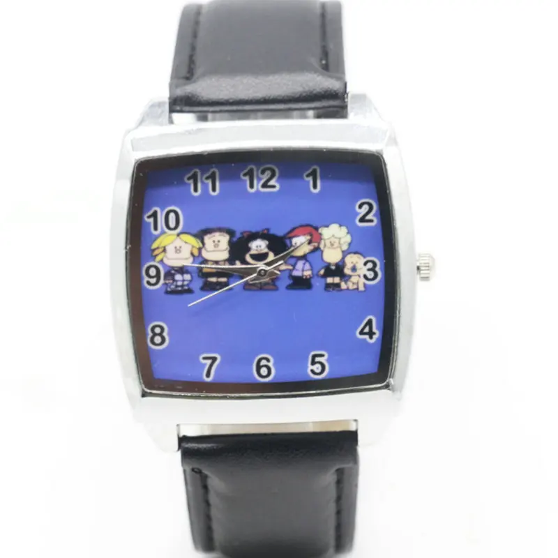 Детские часы Mafalda с героями мультфильмов; модные милые детские часы для студентов, мальчиков и девочек; кожаные спортивные часы; saat