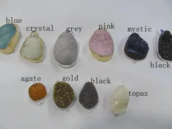 

freeform nuggets genuine crystal druzy quartz titanium silver wire wrapped pendant charm assorment focal 35mm 20pcs
