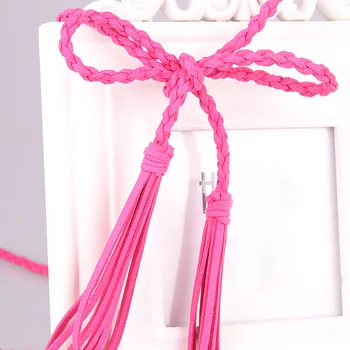 

2019 Wild Woven Knitted Tassel Belts Women's Fringe Straps Waistband Belt Accessories New Thin Woven Knitted Tassel Belts Women