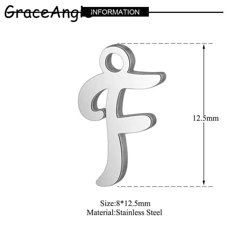 GraceAngie 5 шт./партия, серебряная подвеска из нержавеющей стали, классический A-Z, ожерелье с кулоном и буквой, женские аксессуары для изготовления ювелирных изделий - Окраска металла: F