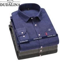 DUDALINA, мужская рубашка, Camisa, повседневная, с длинным рукавом, рубашка,, мужская, хлопок, приталенная, брендовая, Мужская одежда, рубашка